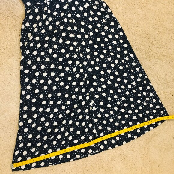 Linen Blend Polka Dot Button Down Puff Sleeve Maxi Dress - Picture 12 of 16